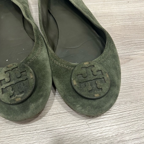 Tory Burch Minnie Travel Ballet with Suede Logo Flats 7 Green - Picture 5 of 10